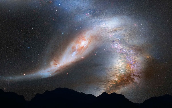 Столкновение галактик Млечный путь и Туманность Андромеды